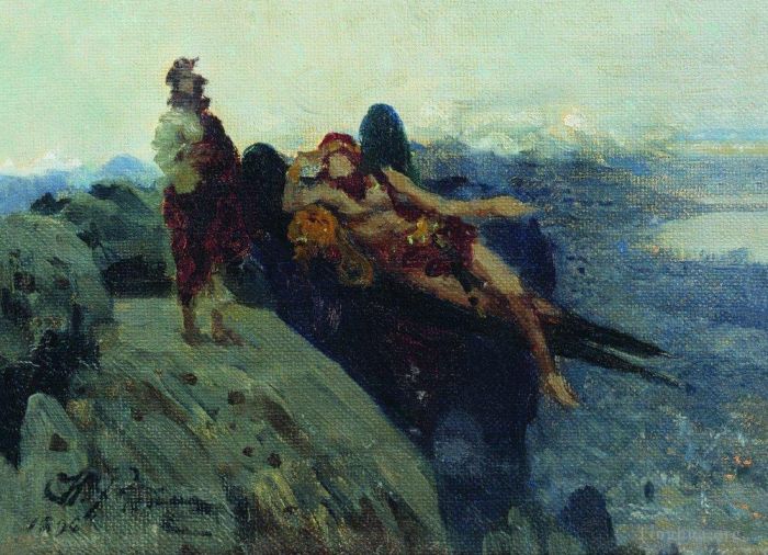 llya Yefimovich Repin Oil Painting - Temptation of christ 1896