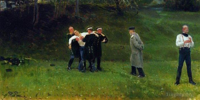 llya Yefimovich Repin Oil Painting - The duel 1897