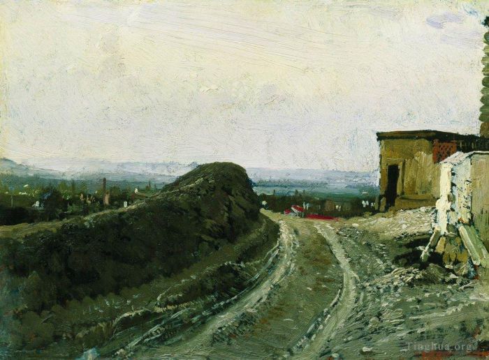 llya Yefimovich Repin Oil Painting - The road from montmartre in paris 1876
