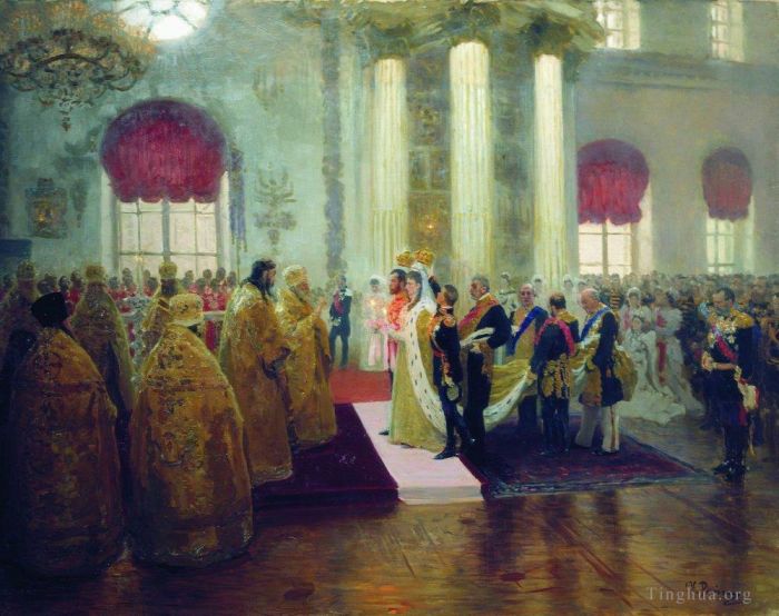 llya Yefimovich Repin Oil Painting - Wedding of nicholas ii and grand princess alexandra fyodorovna 1894