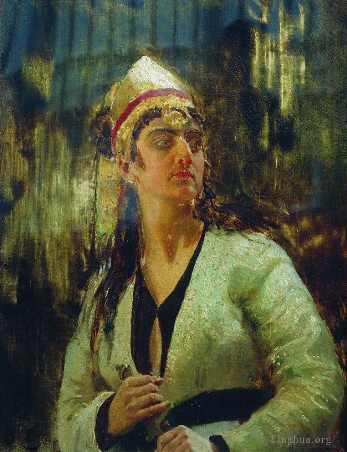 llya Yefimovich Repin Oil Painting - Woman with dagger