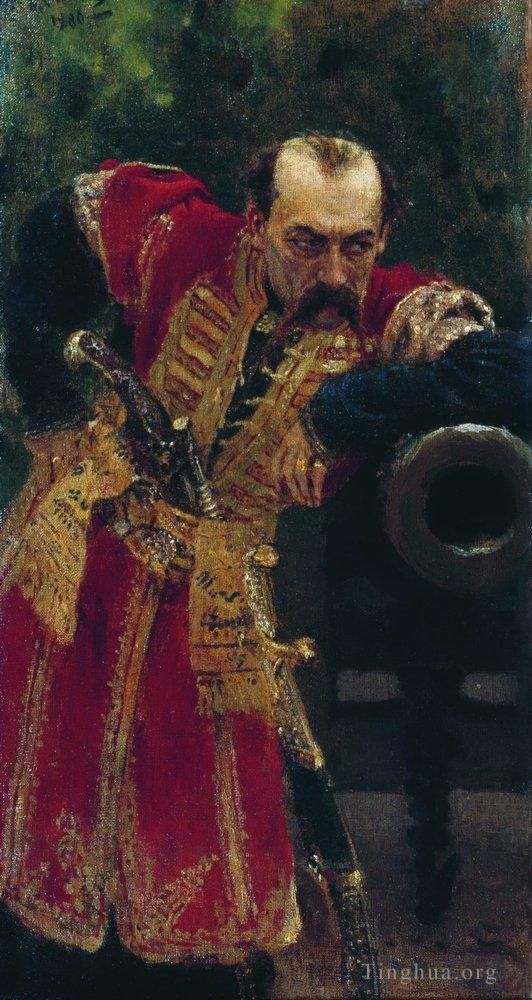 llya Yefimovich Repin Oil Painting - Zaporizhian colonel 1880