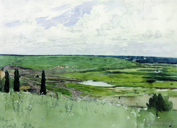 llya Yefimovich Repin Various Paintings - Landscape near chuguevo