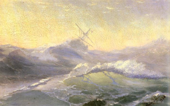Ivan Konstantinovich Aivazovsky Oil Painting - Bracing The Waves seascape