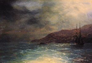 Artist Ivan Konstantinovich Aivazovsky's Work - Nocturnal Voyage seascape