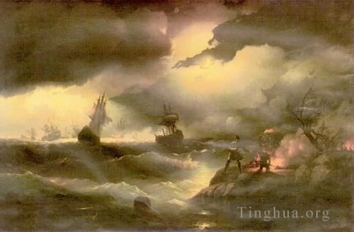 Ivan Konstantinovich Aivazovsky Oil Painting - Peter 1846IBI seascape