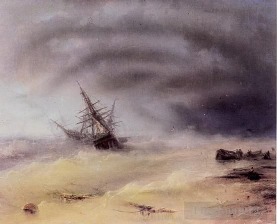 Ivan Konstantinovich Aivazovsky Oil Painting - Storm 1872IBI