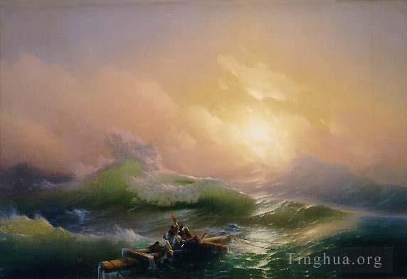 Ivan Konstantinovich Aivazovsky Oil Painting - The 9th wave IBI seascape