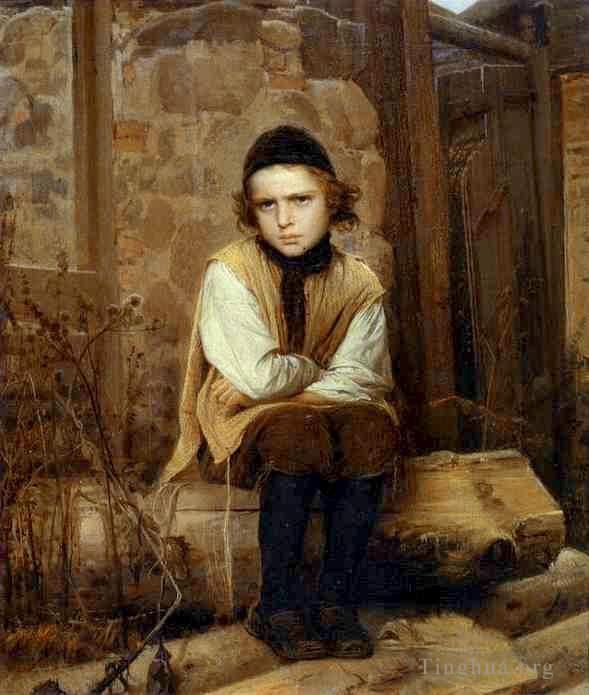 Ivan Kramskoi Oil Painting - Insulted Jewish Boy