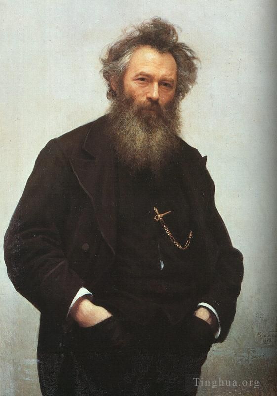 Ivan Kramskoi Oil Painting - Portrait of Ivan I Shishkin