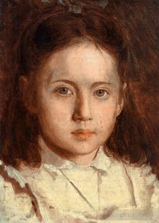 Ivan Kramskoi Oil Painting - Portrait of Sonya Kramskaya the Artists Daughter