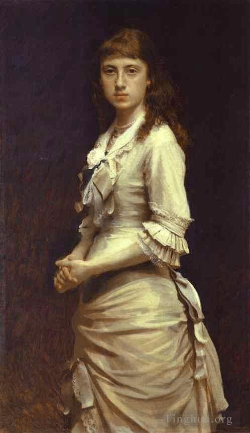 Ivan Kramskoi Oil Painting - Portrait of Sophia Kramskaya the Artists Daughter