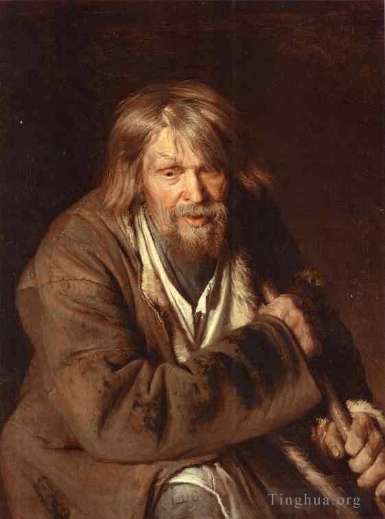 Ivan Kramskoi Oil Painting - Portrait of an Old Peasant