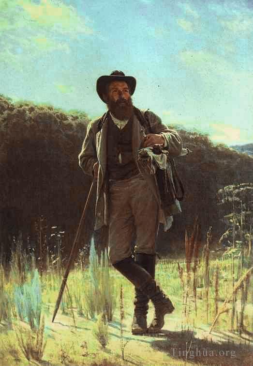 Ivan Kramskoi Oil Painting - Portrait of the Artist Ivan Shishkin