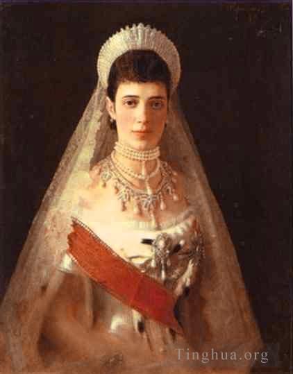 Ivan Kramskoi Oil Painting - Portrait of the Empress Maria Feodorovna