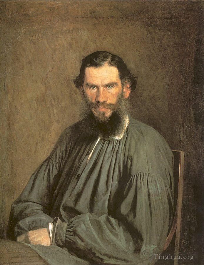 Ivan Kramskoi Oil Painting - Portrait of the Writer Leo Tolstoy
