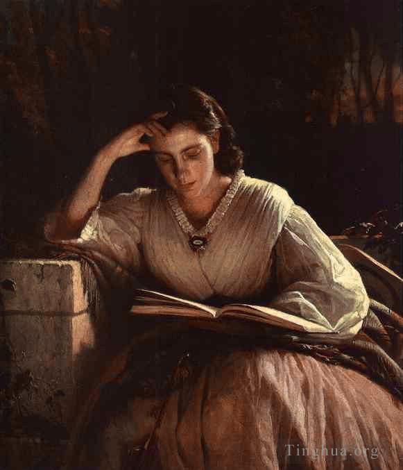 Ivan Kramskoi Oil Painting - Sophia Kramskaya Reading