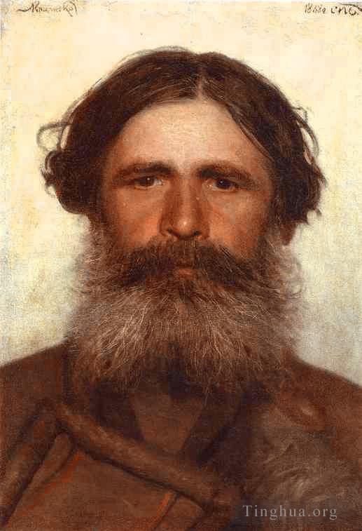 Ivan Kramskoi Oil Painting - The Portrait of a Peasant
