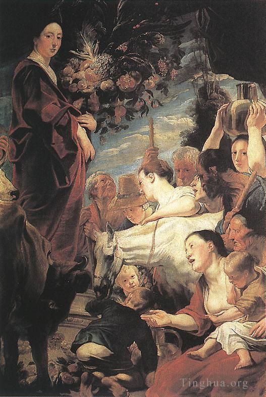 Jacob Jordaens Oil Painting - Offering to Ceres Goddess of Harvest