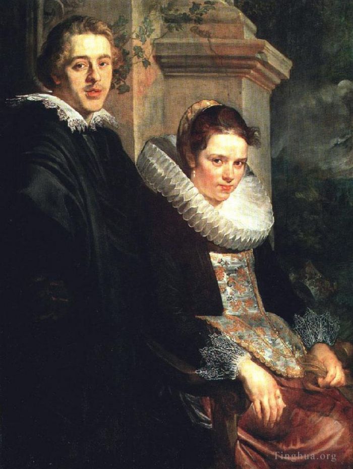 Jacob Jordaens Oil Painting - Portrait of a Young Married Couple
