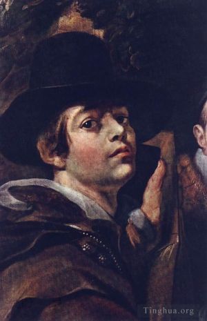 Artist Jacob Jordaens's Work - Self Portrait among Parents Brothers and Sisters detail