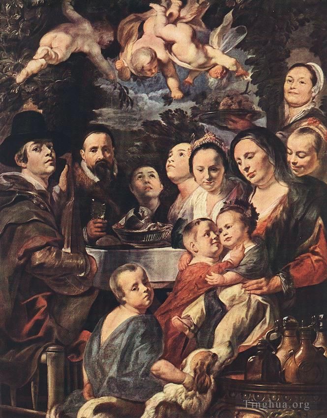 Jacob Jordaens Oil Painting - Self Portrait among Parents Brothers and Sisters