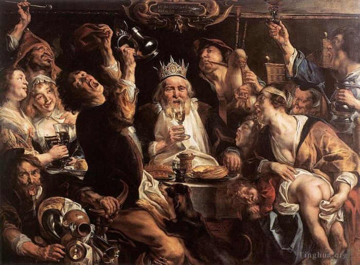 Jacob Jordaens Oil Painting - The King Drinks