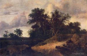 Artist Jacob van Ruisdael's Work - Landscape With A House In The Grove