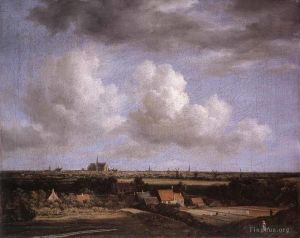 Artist Jacob van Ruisdael's Work - Landscape With A View Of Haarlem