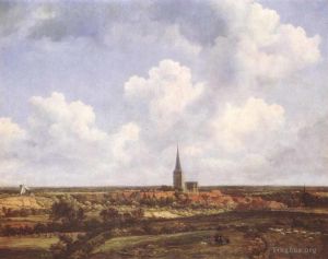 Artist Jacob van Ruisdael's Work - Landscape With Church And Village