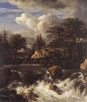 Artist Jacob van Ruisdael's Work - Waterfall IN A Rocky Landscape