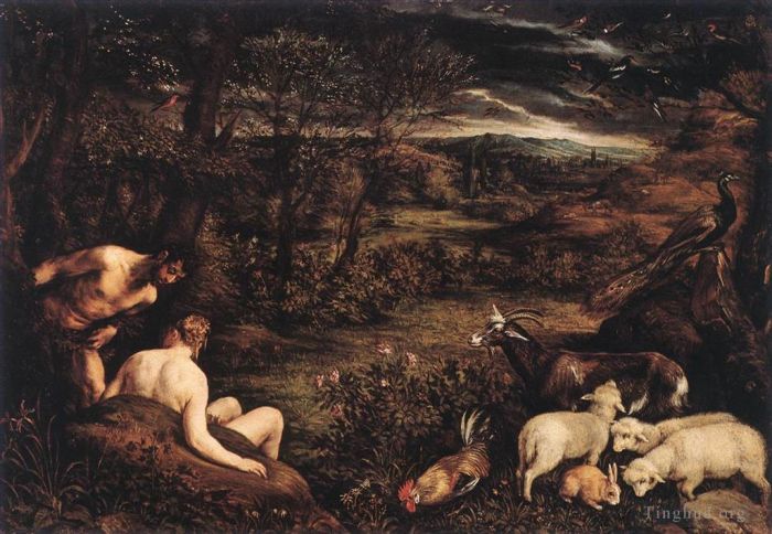 Jacopo Bassano Oil Painting - Garden Of Eden