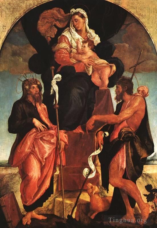 Jacopo Bassano Oil Painting - Madonna And Child With Saints