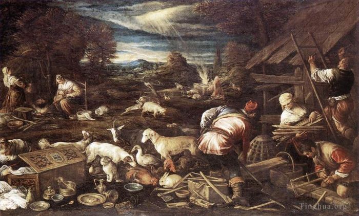 Jacopo Bassano Oil Painting - Noahs Sacrifice