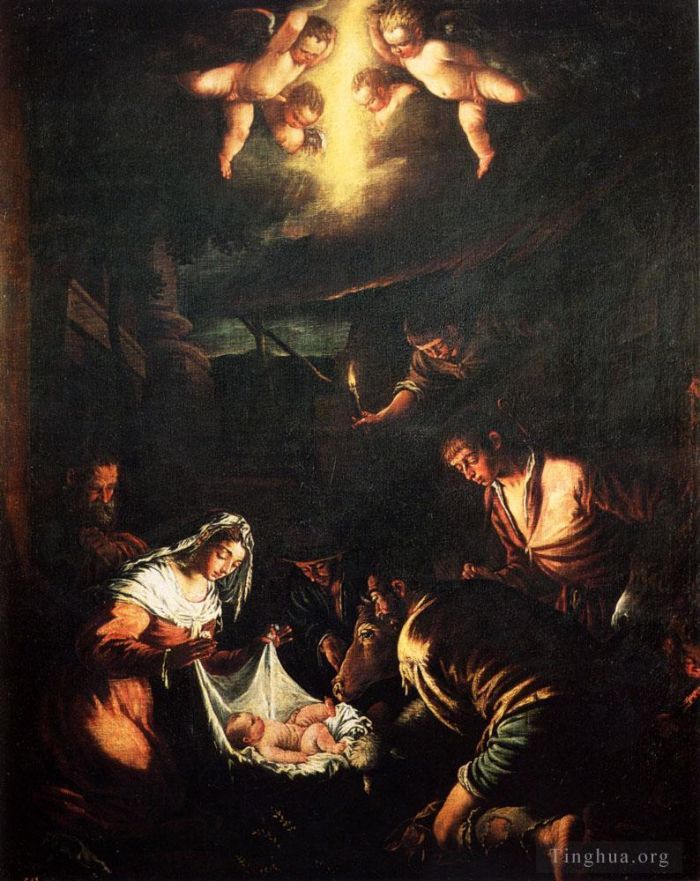 Jacopo Bassano Oil Painting - The Adoration Of The Shepherds