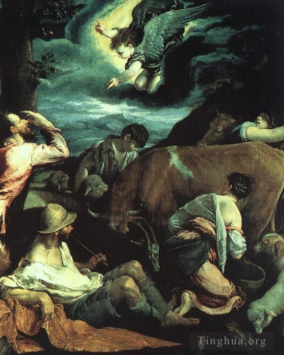 Jacopo Bassano Oil Painting - The Annunciation To The Shepherds