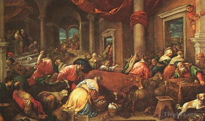 Jacopo Bassano Oil Painting - The Purification Of The Temple