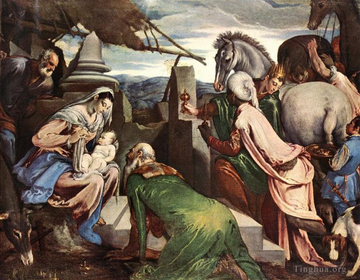 Jacopo Bassano Oil Painting - The Three Magi