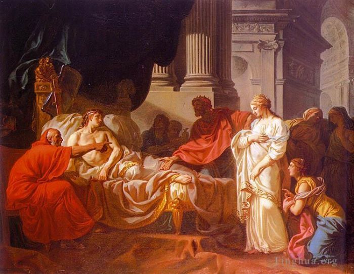 Jacques-Louis David Oil Painting - Antiochus and Stratonice