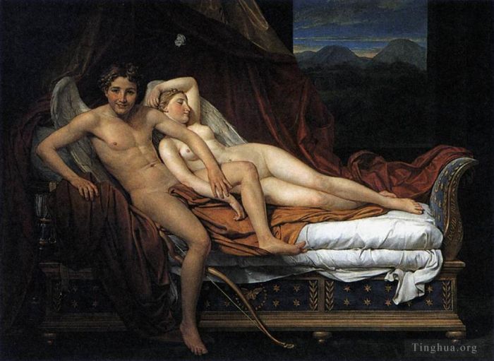 Jacques-Louis David Oil Painting - Cupid and Psyche