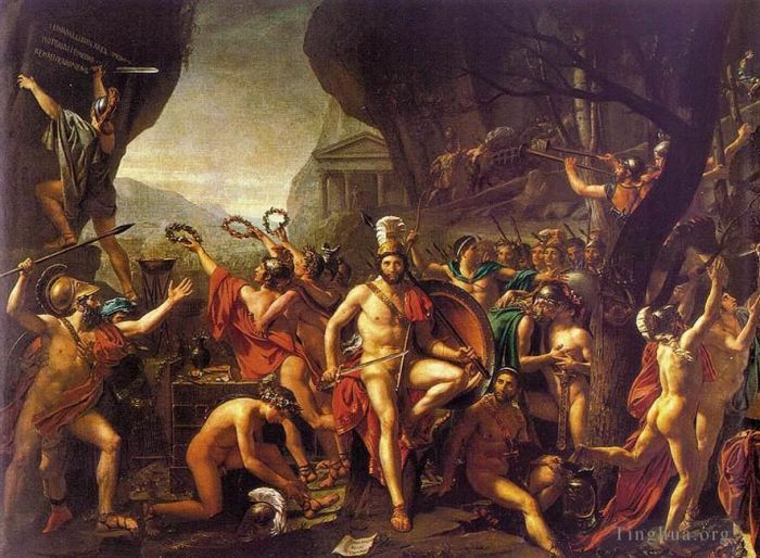 Jacques-Louis David Oil Painting - Leonidas at Thermopylae