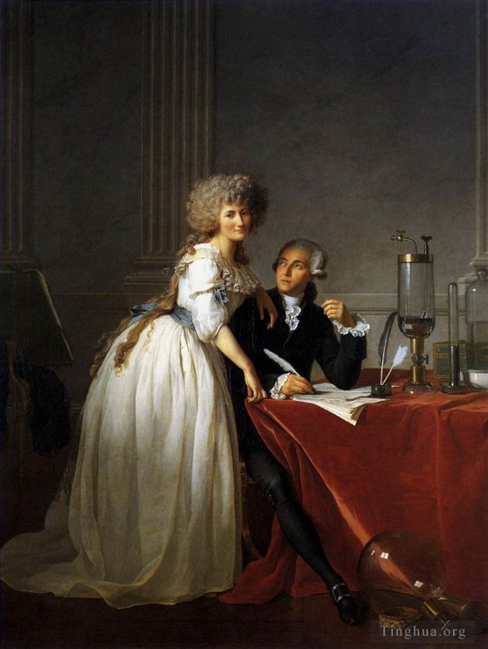 Jacques-Louis David Oil Painting - Portrait of Antoine Laurent and Marie Anne Lavoisier