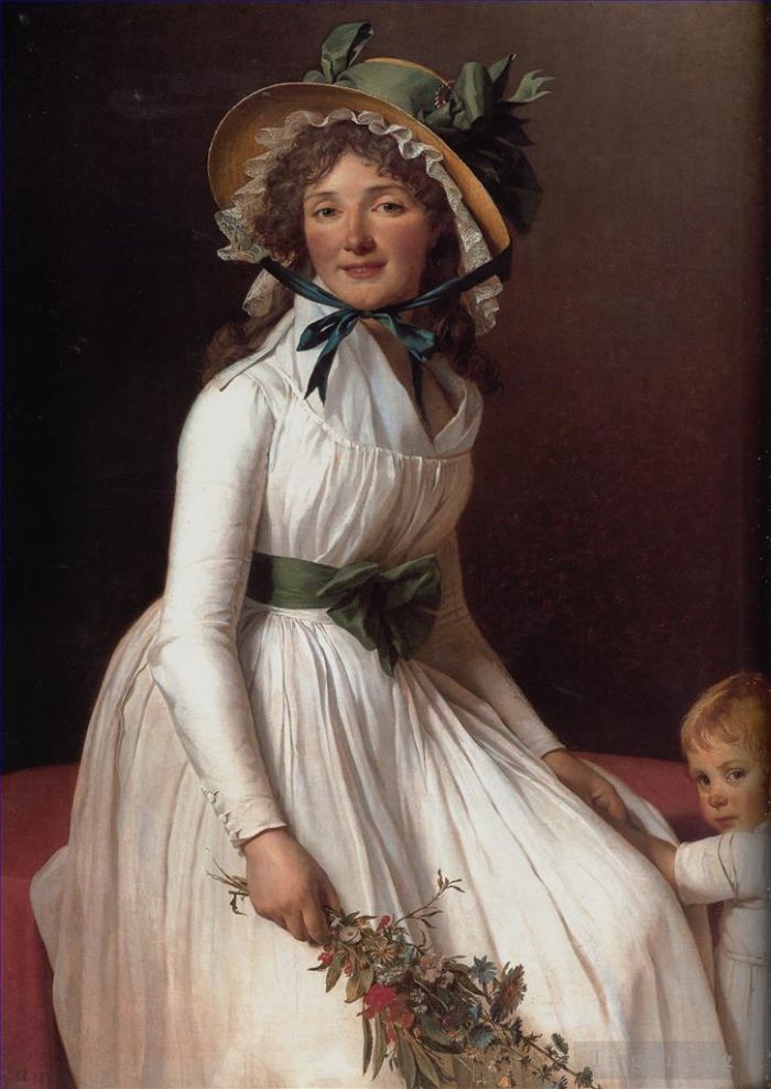 Jacques-Louis David Oil Painting - Portrait of Emilie Serizait and Her Son
