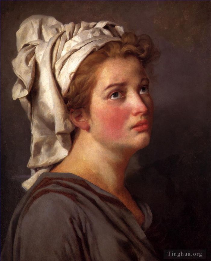 Jacques-Louis David Oil Painting - Portrait of a young Woman in a Turban