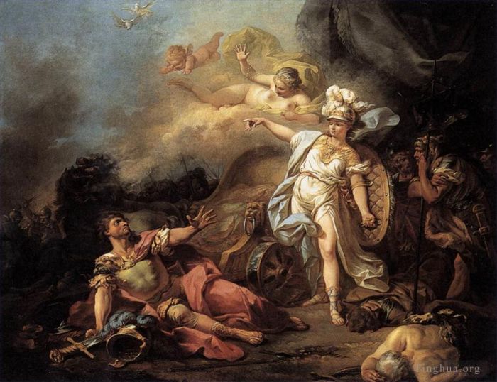 Jacques-Louis David Oil Painting - The Combat of Mars and Minerva