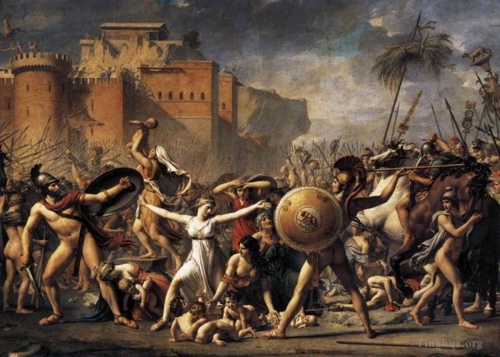 Jacques-Louis David Oil Painting - The Intervention of the Sabine Women