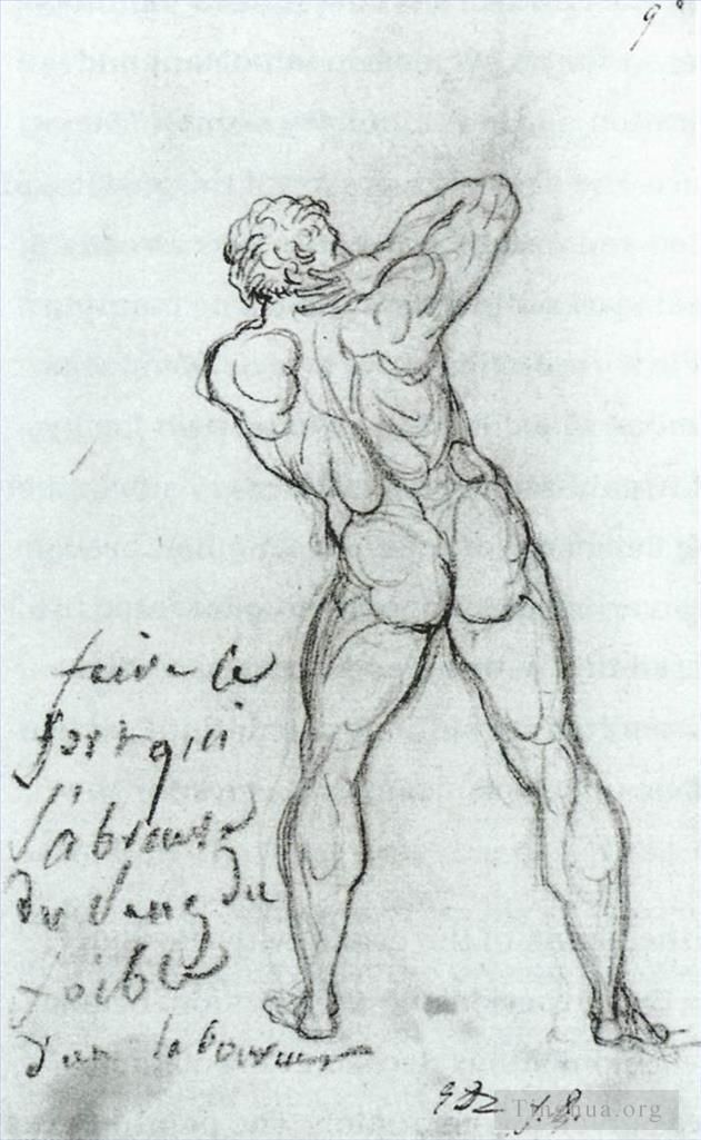 Jacques-Louis David Various Paintings - Study after Michelangelo