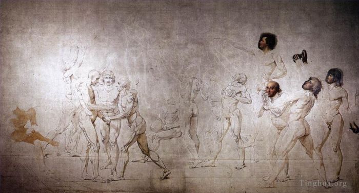 Jacques-Louis David Various Paintings - The Oath in the Tennis Court
