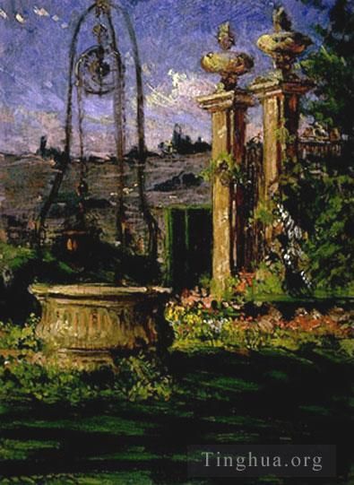 James Carroll Beckwith Oil Painting - In the Gardens of the Villa Palmieri