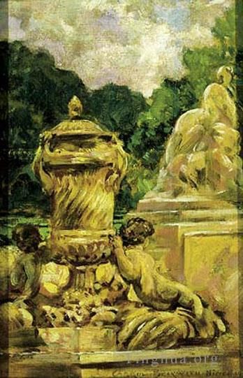 James Carroll Beckwith Oil Painting - Jardin de la Fontaine Aa Nimes France